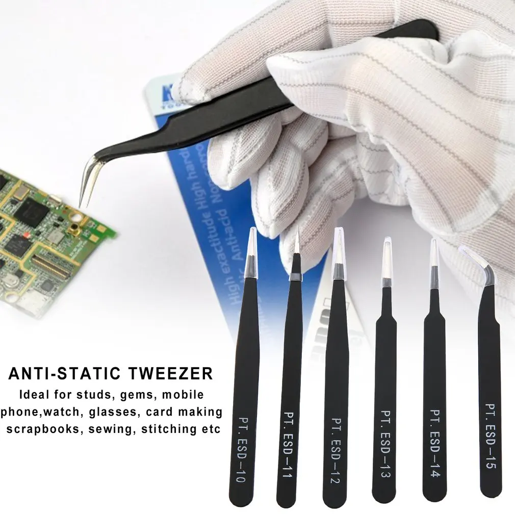 6 шт./компл. сопротивляется коррозии Антистатические Пинцет для ремонта