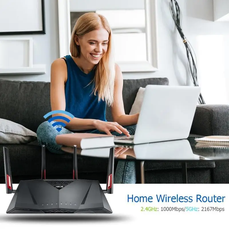 ASUS RT-AC88U Wi-Fi игровой роутер 2,4 ГГц/5 ГГц двухдиапазонный роутер ультра-Быстрый 802.11ac 8 гигабитных lan портов WiFi беспроводной повторитель