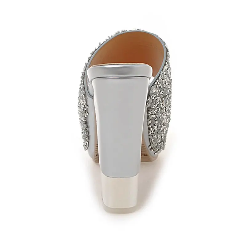 

Fanyuan Women Shoes Platform Heeled Slipper Sandals Bling Ladies Summer Sandals Heels Sexy Block High Heels Woman Glitter Slides