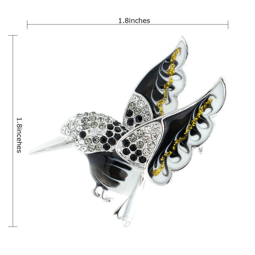 Милая Черная брошь в виде Колибри булавка птицы булавки животных кристаллы страз