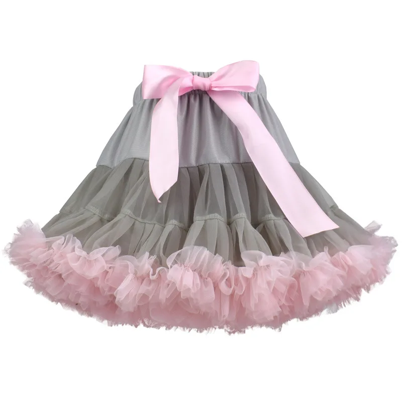 light gray pink Новинка; юбка-пачка принцессы для девочек; юбка-американка; пышные Детские балетные юбки; вечерние фатиновые юбки для танцев; Рождественский подарок - Цвет: light gray pink