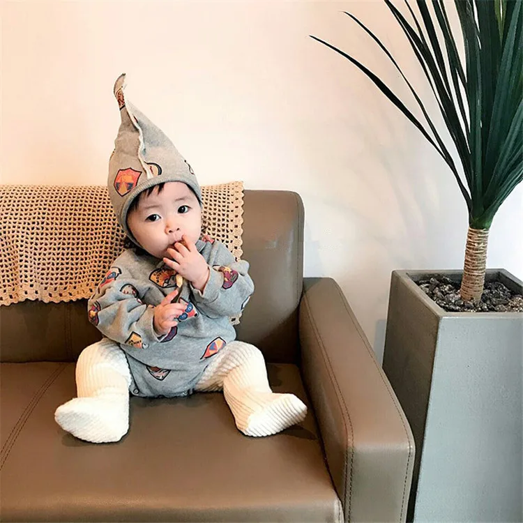 Детский хлопковый комбинезон с длинными рукавами и капюшоном для новорожденных