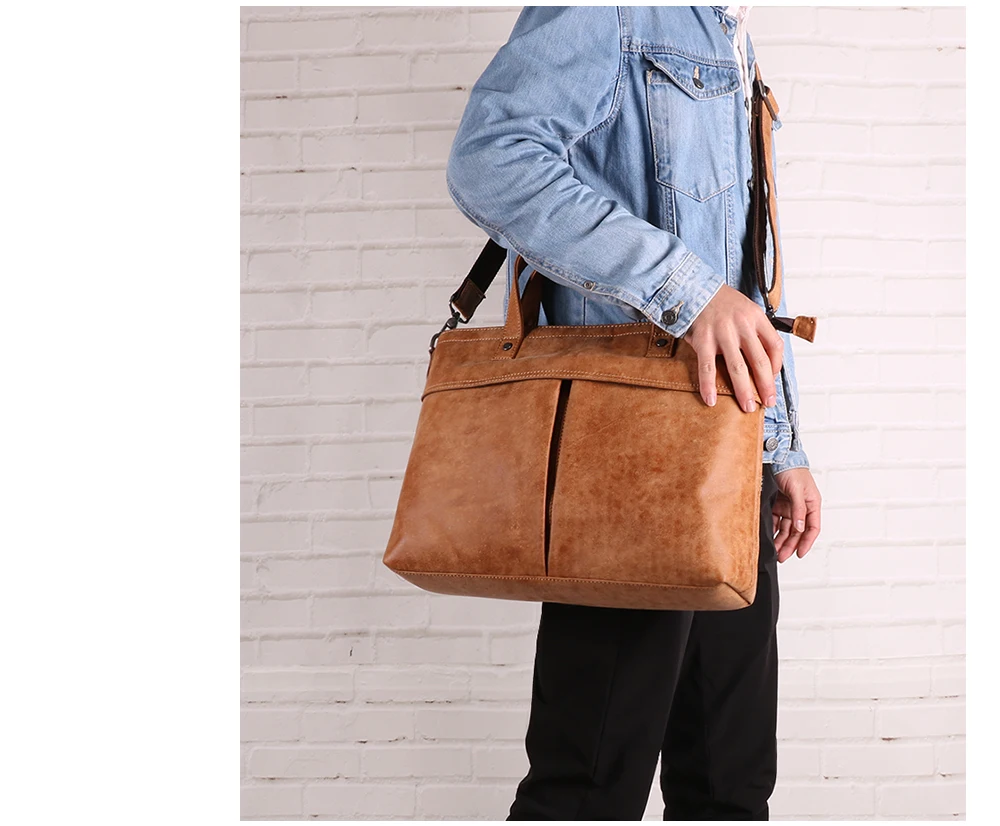 Brand New Cow Genuine Leather Business Men's Briefcase Male Shoulder Bag Real Leather Men Messenger Bag Travel Computer Bag