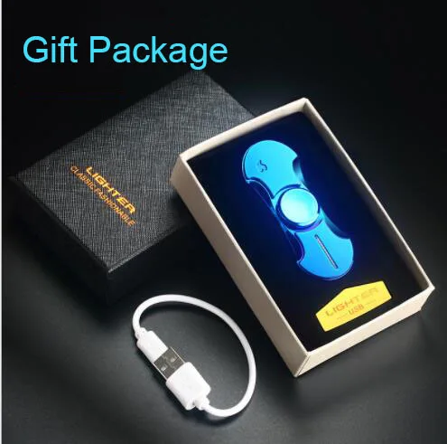 New multi-functional USB charged fingertip gyro lighter personality creative rotary color LED cigarette tungsten wire | Дом и сад