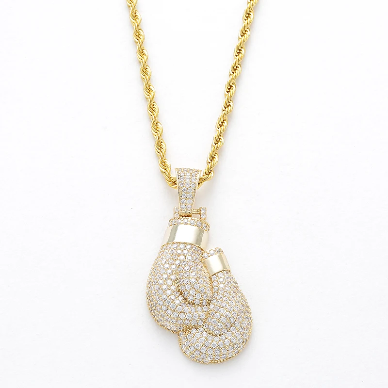 Handf человек очарование кубического циркония Боксёрские перчатки кулон Цепочки и