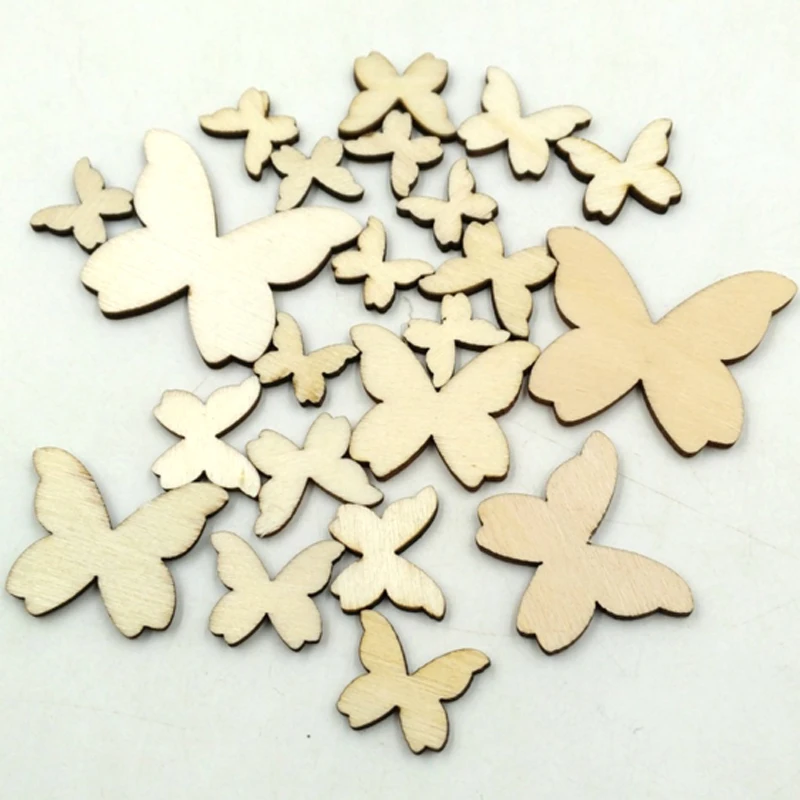 

(300pcs/lot) Mix size Butterfly shape Wooden Veneer Scrapbooking Embellishments