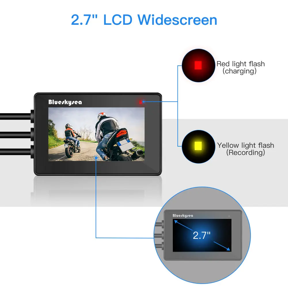 Blueskysea DV527 мотоцикл регистраторы Wi Fi Full HD 1080 P двойной камера 110 угол ночного