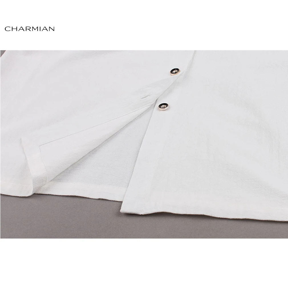 Женское простое белое хлопковое платье-кардиган с коротким рукавом Charmian летнее