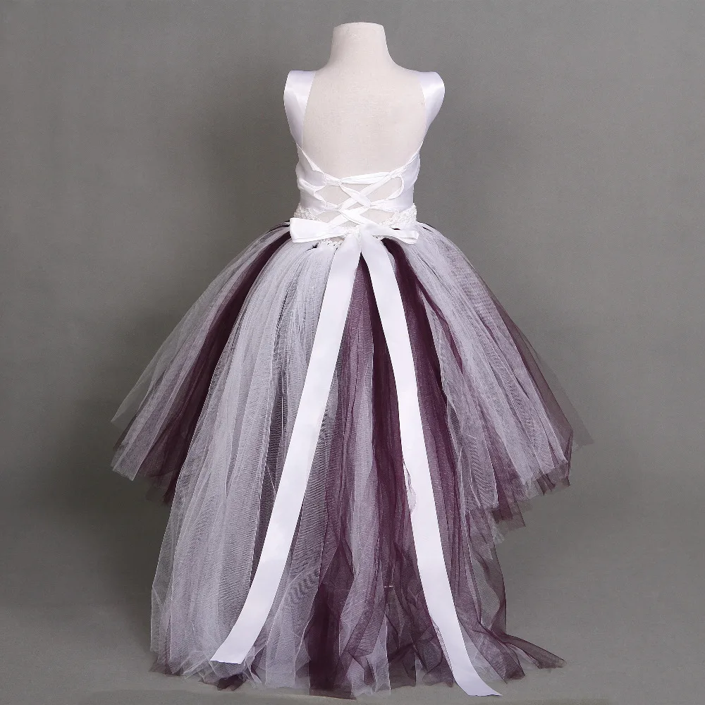 Платье с цветочным узором для девочек великолепное пышное трехслойное сатиновым