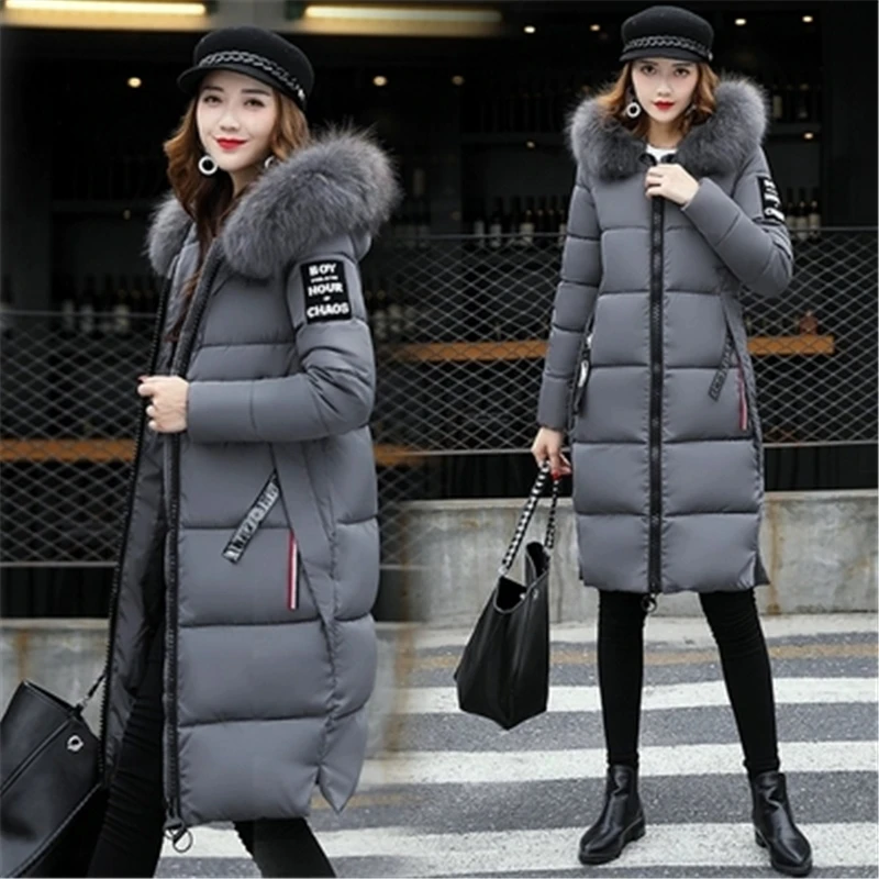 Женские хлопковые парки большого размера зимняя женская куртка с теплым меховым