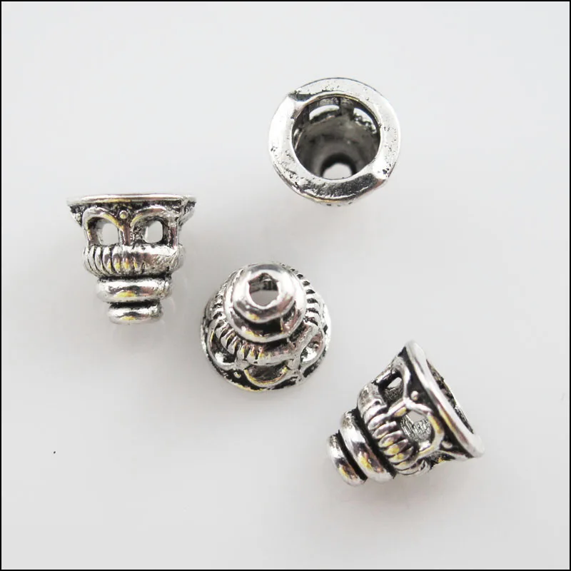 60 шт. Тибетский серебристый цвет крошечные полые конусные колпачки для рукоделия