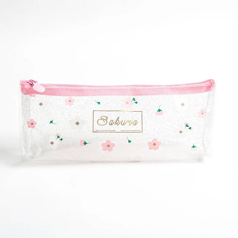 1 шт. кавайный чехол для карандаша красивого розового цвета с принтом сердечки