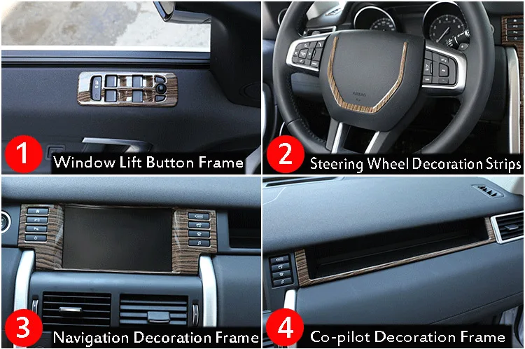 Для Land Rover Discovery Sport 2015-2017 наполнитель цвета древесины ABS хромированные внутренние