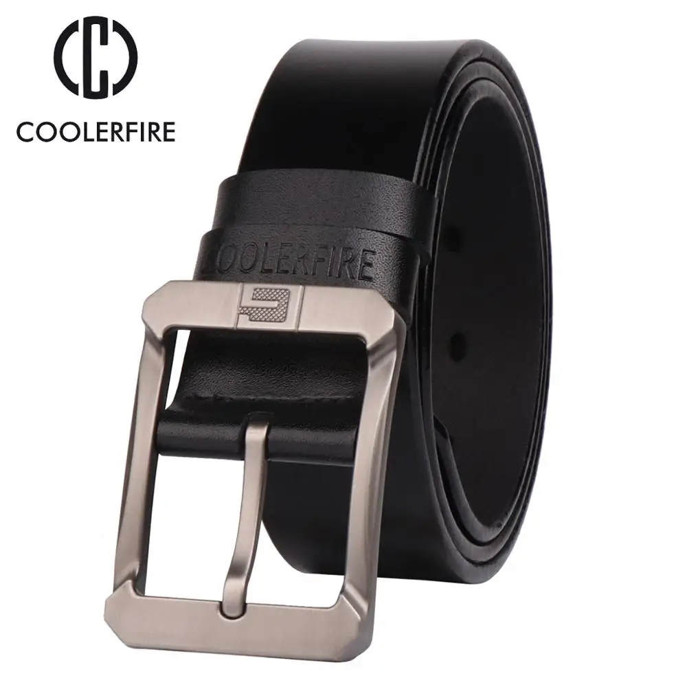 Coolerfire ремни из натуральной кожи для мужчин Брендовые мужские джинсы с Пряжкой Ковбой мужской ремень Роскошный дизайнерский кожаный ремень высокого качества - Цвет: BLACK
