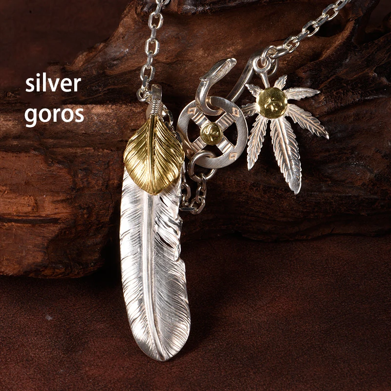 Takahashi goros, ювелирное изделие, 925 пробы, серебряное ожерелье с подвеской, перо, шарм, винтажная тайская Серебряная цепочка с орлом для мужчин и женщин