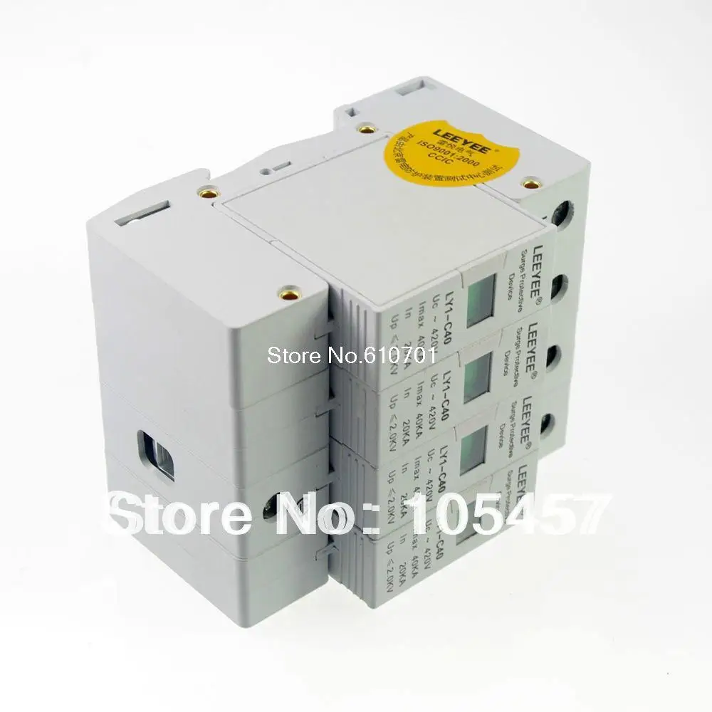 4P 20 ~ 40KA Din Rail Защита от перенапряжения молниеразрядник