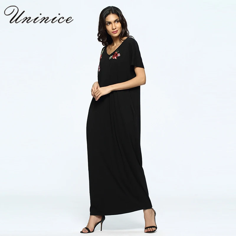 Ближний Восток платье с вышивкой Для женщин Свободные Длинные Исламская Абая