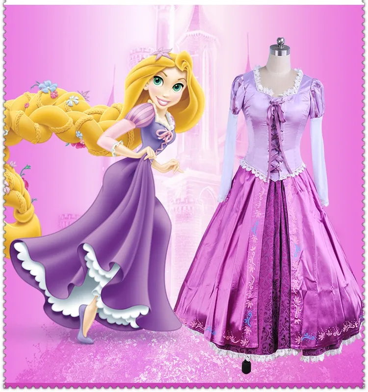 Женский костюм принцессы Рапунцель для взрослых косплея на Хэллоуин со