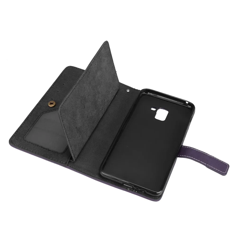 Винтаж матовая кожа бумажник противоударный чехол для samsung Galaxy A8 2018 Kickstand 9 Слот