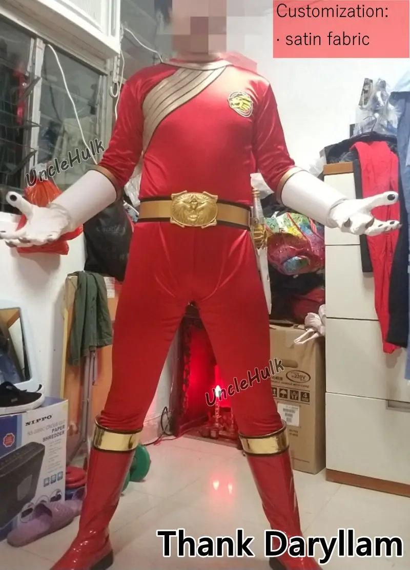 Hyakujuu Sentai Gaoranger Kakeru Shishi пылающий Лев спандекс лайкра зентай костюм-красный | UncleHulk