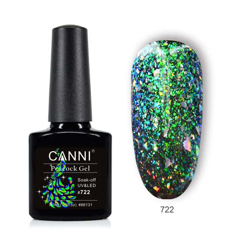 CANNI, новые продукты для ногтей, замачиваются, долговечная черная основа, Павлин, Гелевый лак, Звездные блестки для ногтей, Цветной Гель-лак - Цвет: 722