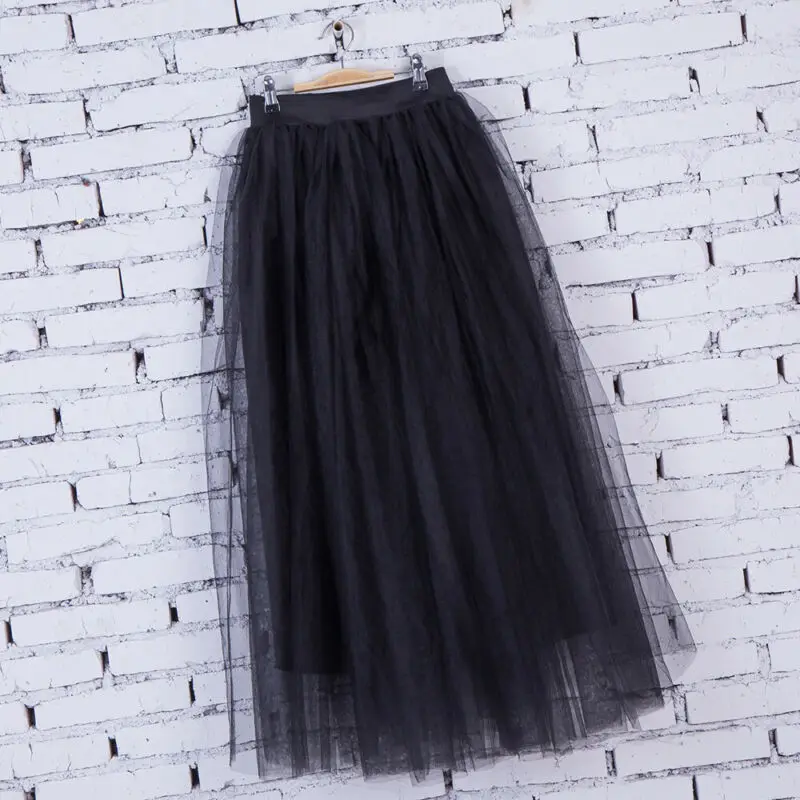 

Tulle Skirts Women Long Maxi Skirt Black Pink Tulle Skirt Women 2019 Spring Summer Korean Elastic High Waist Mesh Tutu Skirt