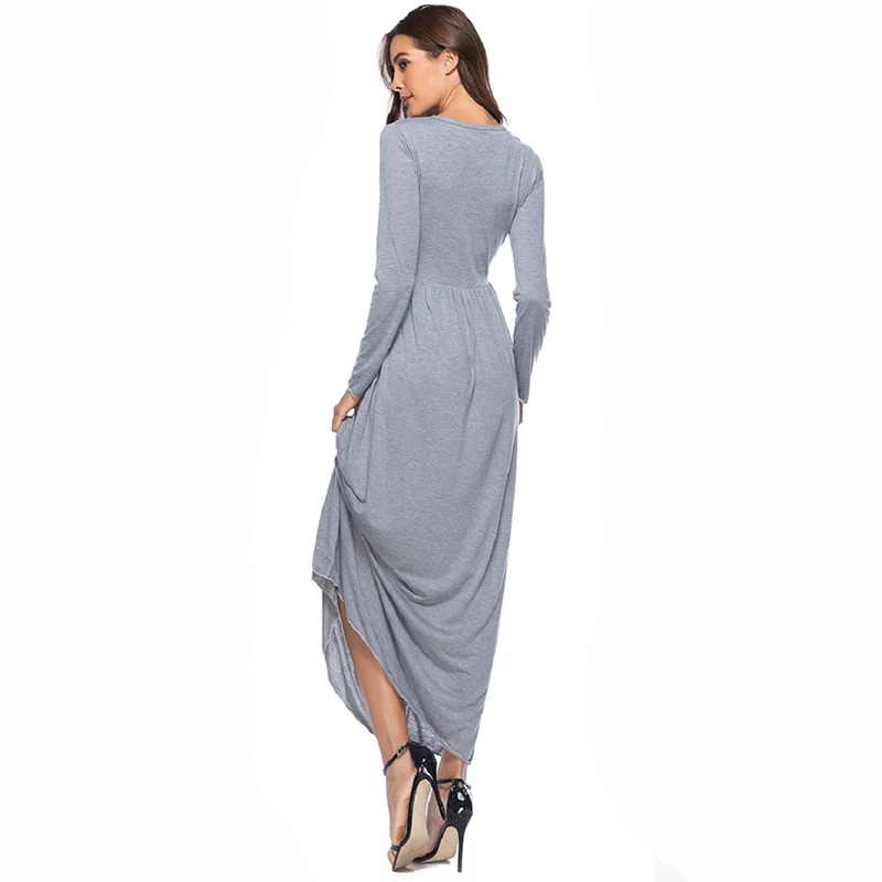 Платье женское WHZHM черное платье с длинным рукавом А силуэта большого размера 5XL