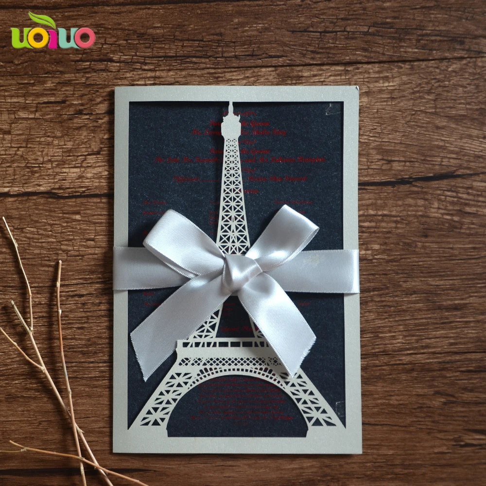 Эйфелева башня приглашения лазерная резка последние свадебные Дизайн День