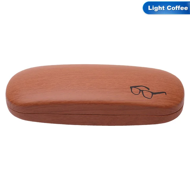 light coffee Высокое качество древесины жесткий Комплект держатель металла очки для чтения чехол для мужчин и женщин pu кожаный футляр для очков - Цвет: light coffee