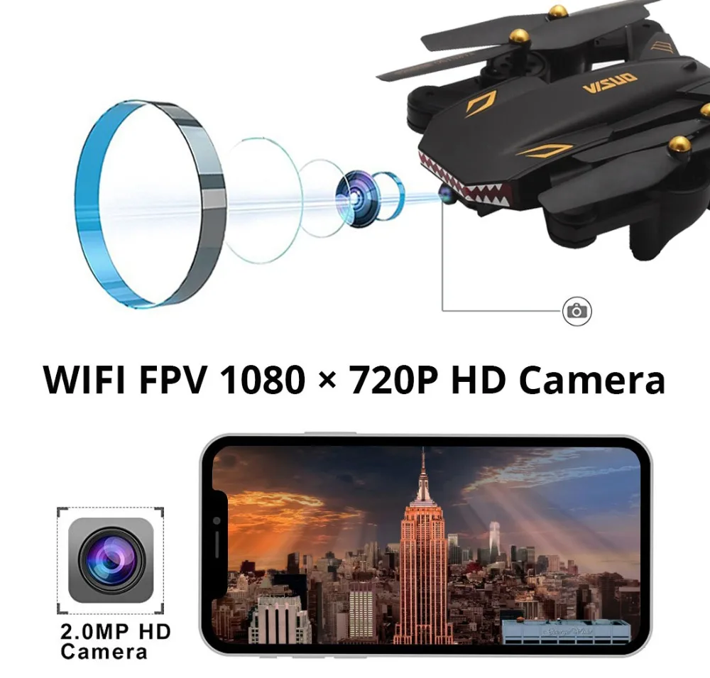 Teeggi VISUO XS809S складной селфи Дрон с Широкий формат HD Камера Wi Fi FPV g сенсор RC Qudacopter