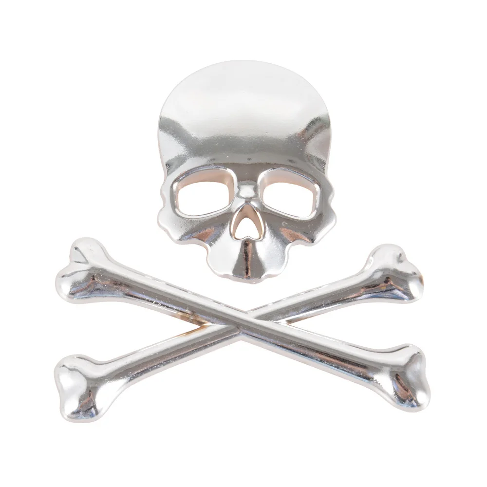 

3 Colors Car Styling Skull Cross Bones Skeleton Emblem Sticker Automobile 3D Metal Car Stickers