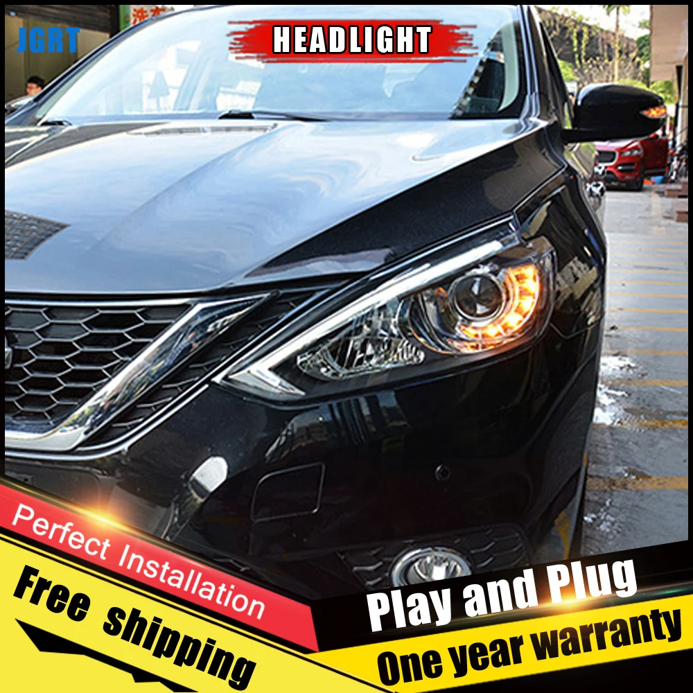 Автомобильный Стиль светодиодный фары для Nissan Sylphy Sentra X Trail 15 17 налобный фонарь DRL