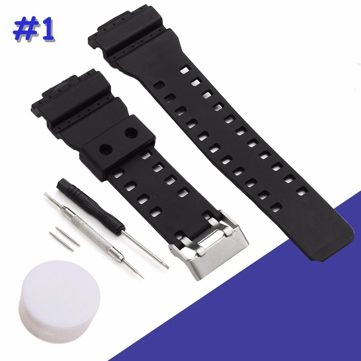 2 шт./лот черные ремешки для часов 16 мм Силиконовые Резиновые запасные набор с