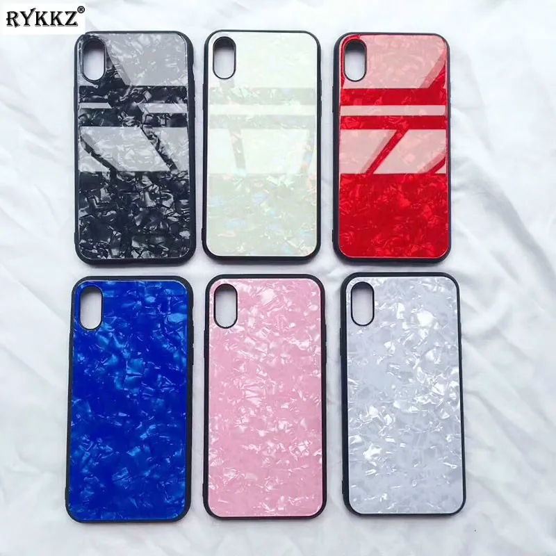 Роскошные раковины закаленное Стекло случае принципиально для iPhone 7 8 6 S Plus Glossy