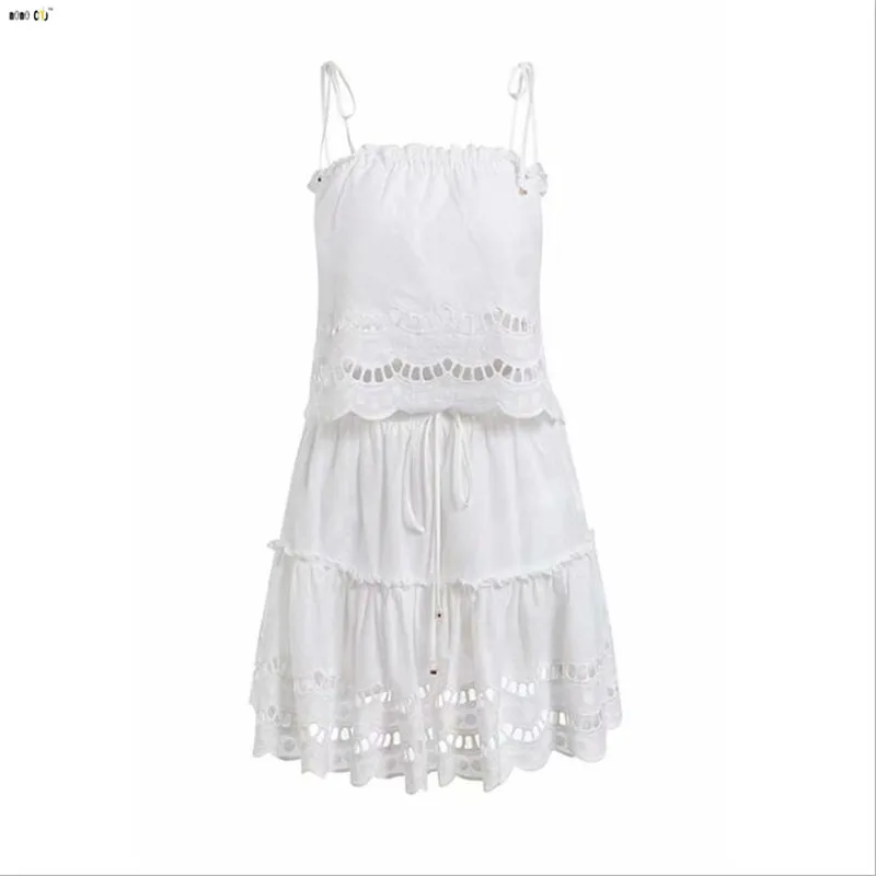 Модный летний женский комплект из 2 предметов топ и юбка без рукавов принт