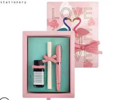 

Elegant Hight Quality Pink Fountain Pen The Best Gift for Ladies Ink Pens Set Valentine's Day Gift