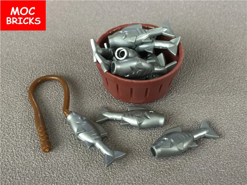 Набор кубики MOC рыба набор кнут удилище раковина экшн-фигурка модель