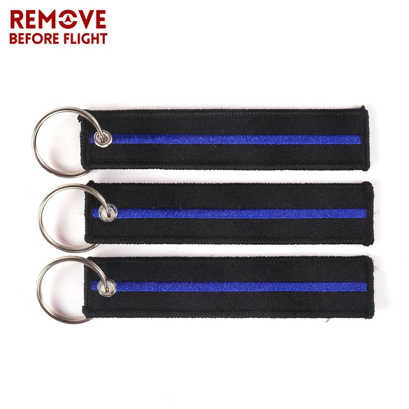 Fashion Keychain Blue Striped Bar Key Chain for Car Rings Cool Fobs Simple Style Embroidery Keychains Motorcycles | Украшения и