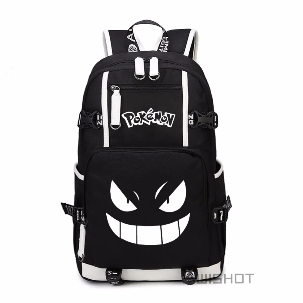 WISHOT аниме печати Gengar Многофункциональный USB зарядка Рюкзак подростков Для мужчин wo Для мужчин студента школьные сумки