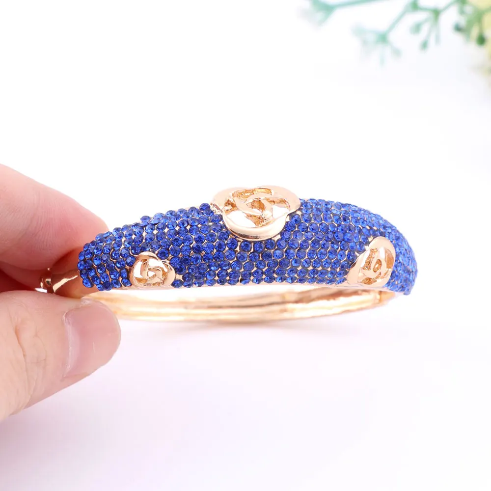 Африканские бусы Ювелирный Комплект для женщин Синий австрийский кристалл