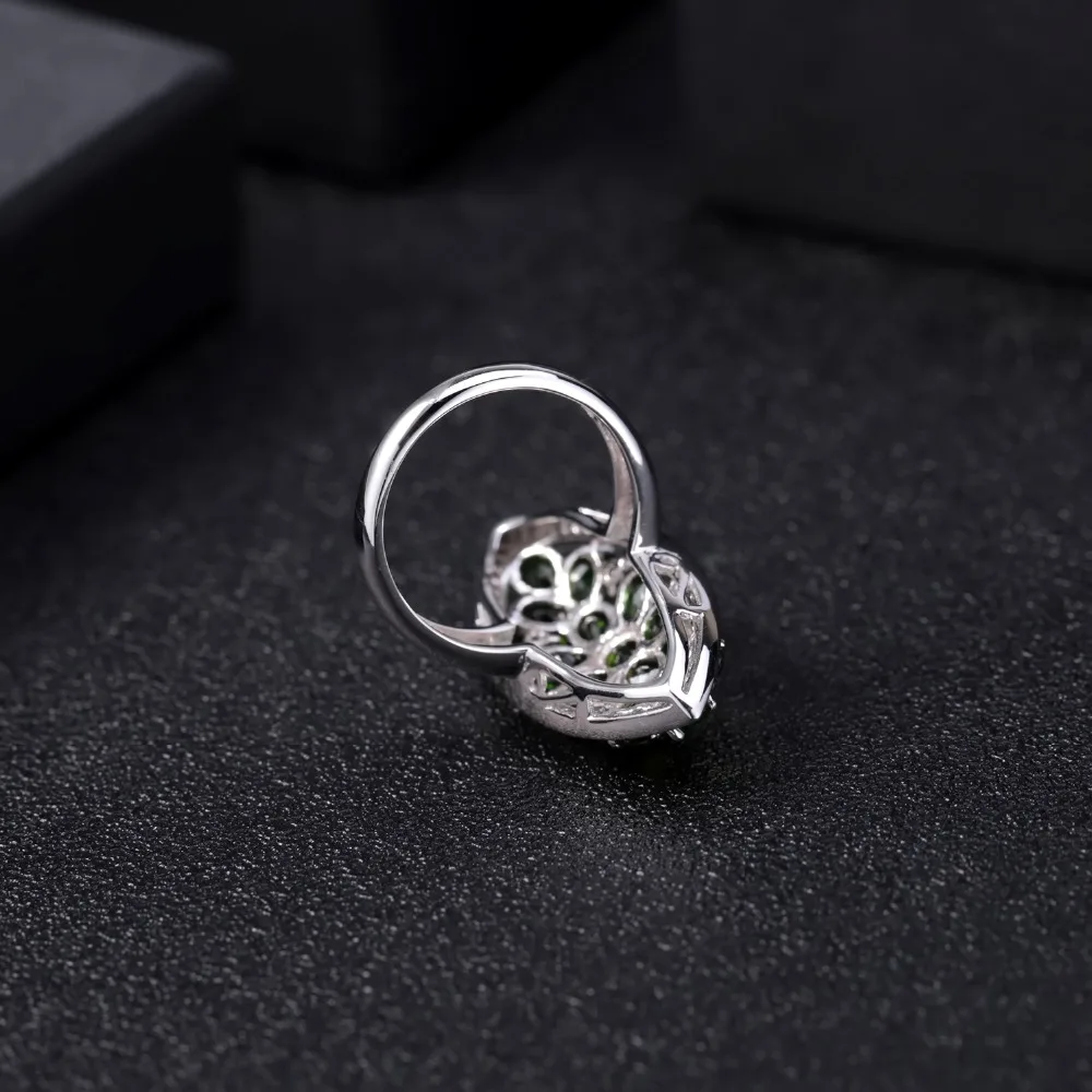 Gem балетки 5.0Ct Ct натуральный хром диопсид коктейльное кольцо 925 пробы серебро