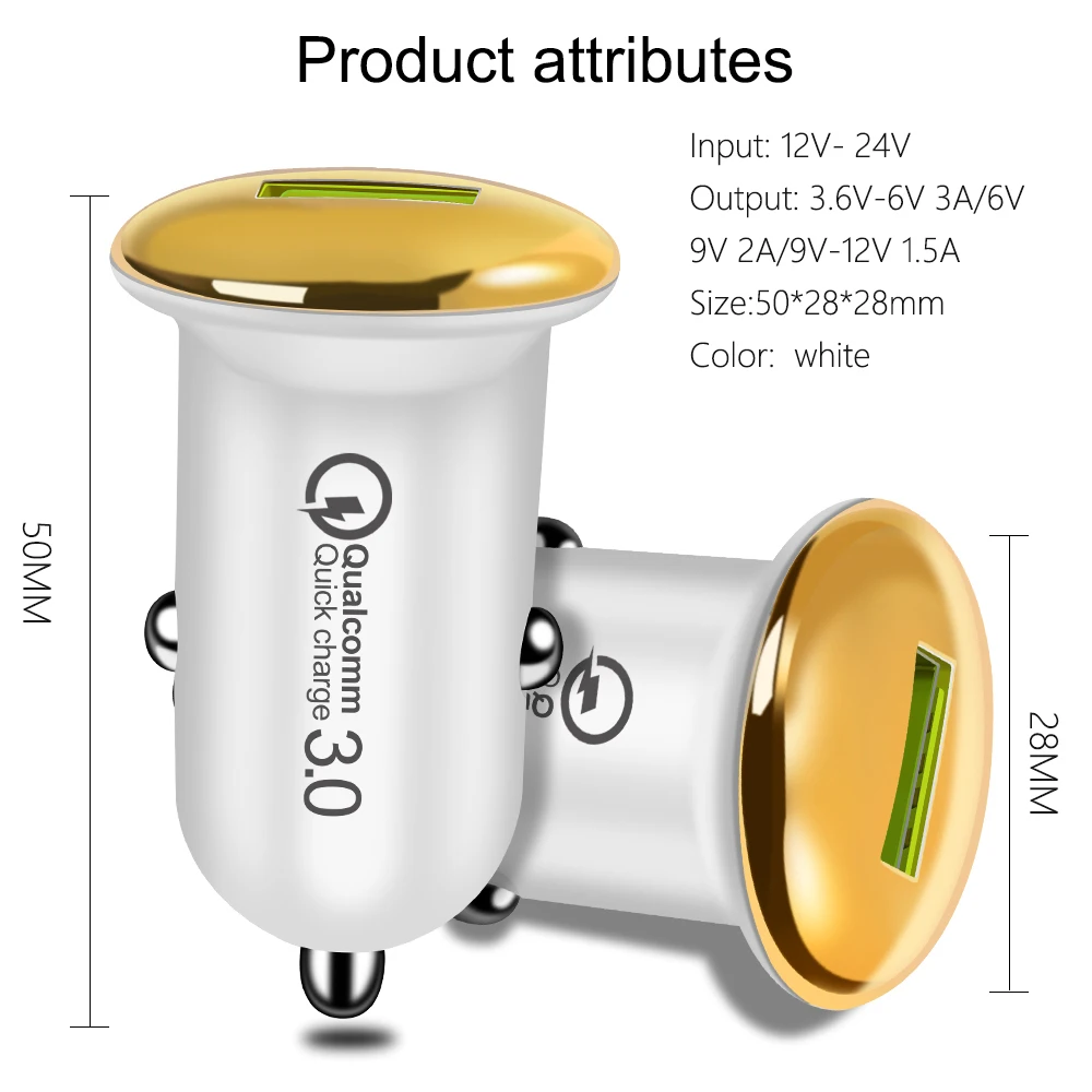 Миниатюрное зарядное устройство 18 Вт автомобильное USB адаптер для быстрой