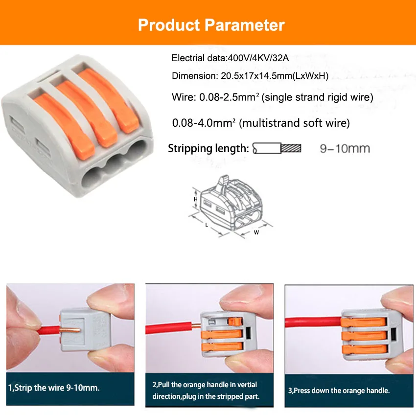 PCT 213 100 шт. быстрый провод соединитель tempinator Lug 32A 400V 0 08 2 5/4 мм ^ пружинный фастон