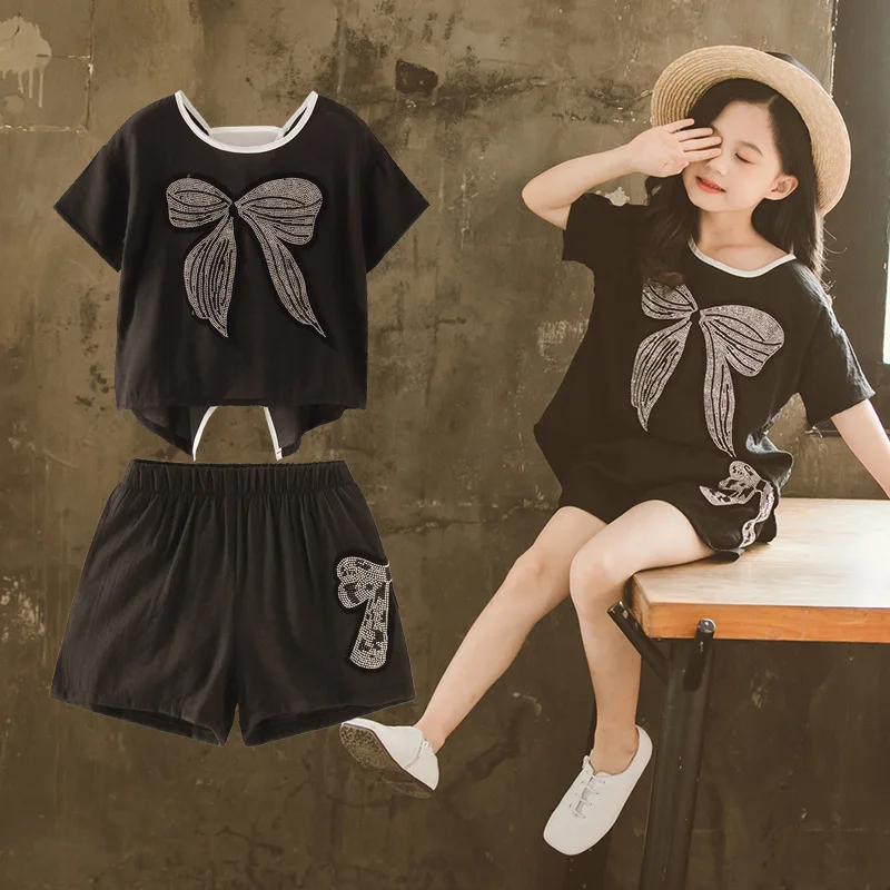 Одежда для детей комплект летней одежды девочек изысканные наряды футболка с