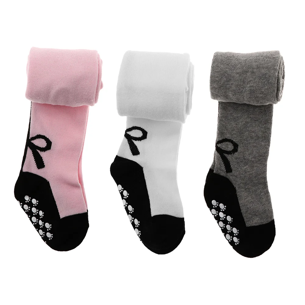 Новинка 2019 теплые противоскользящие мягкие хлопковые колготки с бантом для