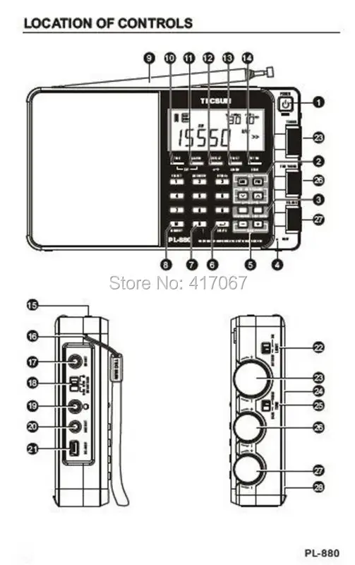 Tecsun PL-880 портативный цифровой радиоприемник PLL Fm / MW LW SW SSB синтезированный весь