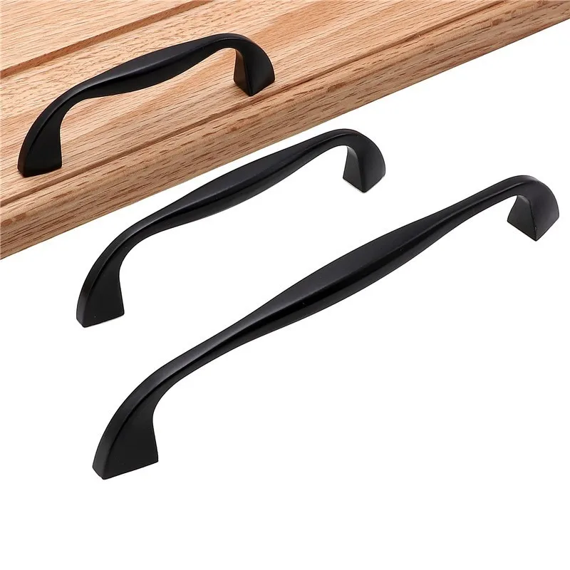 QVWN Furniture Accessories Single Pitch Door Handles Black Aluminum Alloy Wardrobe Pulls Drawer Knobs | Обустройство дома