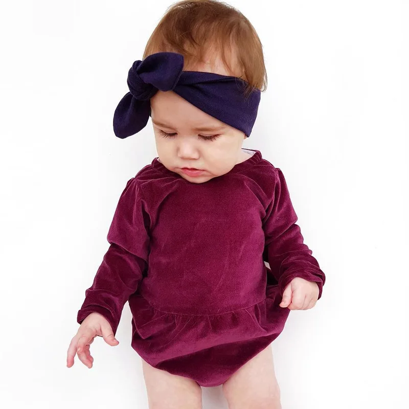 Детское боди с длинными рукавами для новорожденных девочек вельветовый