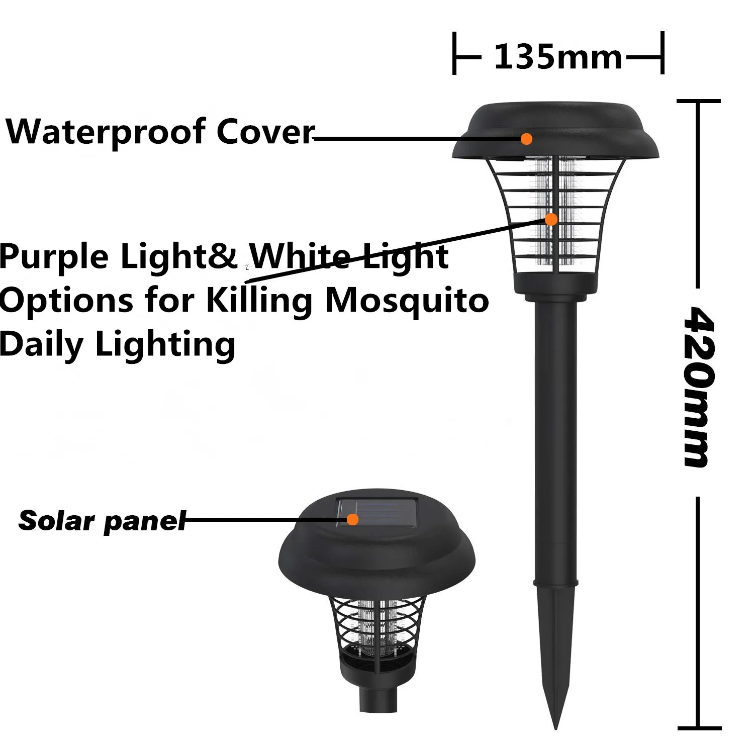 Жук Zapper Солнечный москитный убийца светодиодный насекомое вредитель лампа для