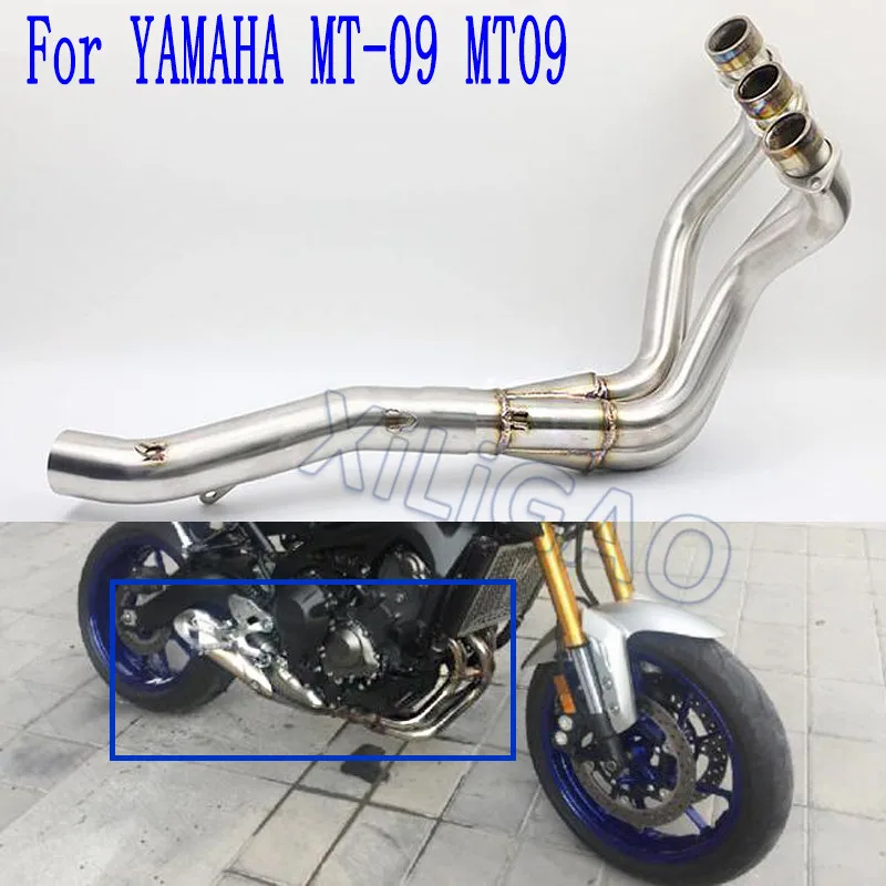 Для Yamaha MT09 MT-09 FZ-09 мотоцикл выхлопной глушитель выхлопной трубы труба изменение Передняя средняя Соединительная труба трубка Системы слипоны AK112